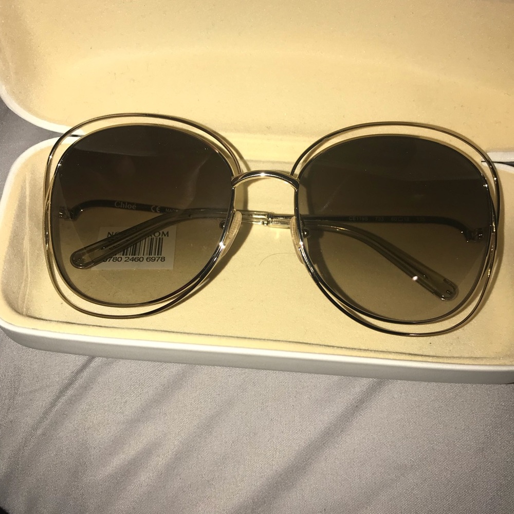 Chloe gold round square sunglasses.